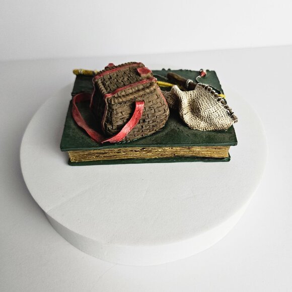 Vtg Fishing Desk Set Figurines with Tackle and Creel Small Resin Bookend - Picture 12 of 16